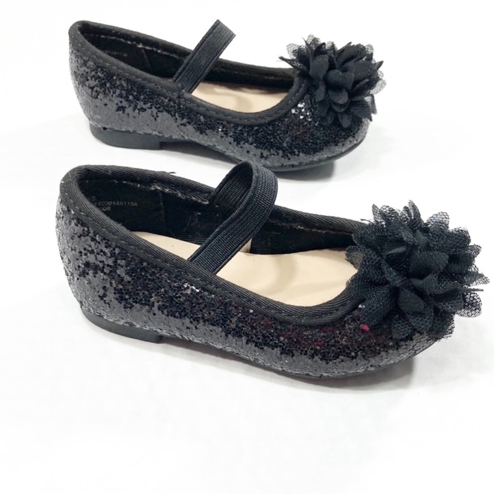 ✨🖤 Place Black Sequin Dress Shoes Girls Size 4 🖤✨ - Picture 7 of 11